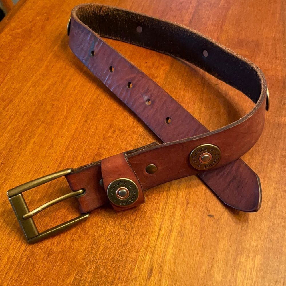 Nocona Leather Cowboy Hat Belt w/ Shotgun Shells